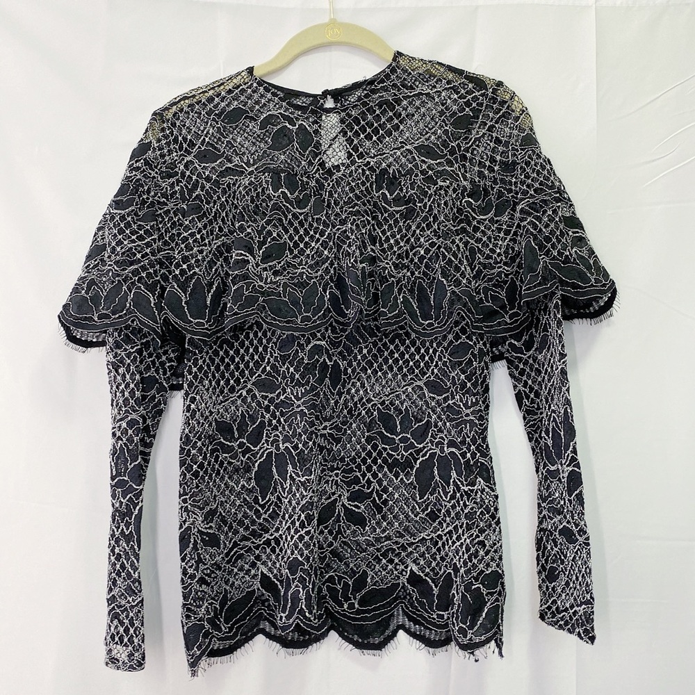 Zara Black & White Floral Lace Blouse